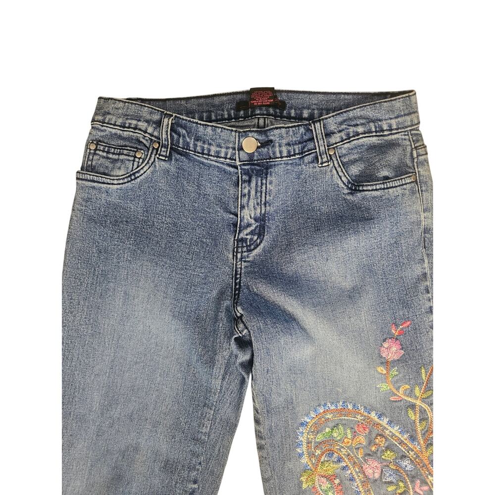 Vintage Willi Smith Paisley Jeans Embroidered Y2K Bootcut Sz 10 - Picture 4 of 8